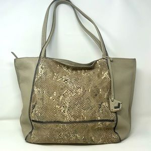 Botkier Tan Stone Snakeskin Print Big Tote Handbag Purse Excellent Condition